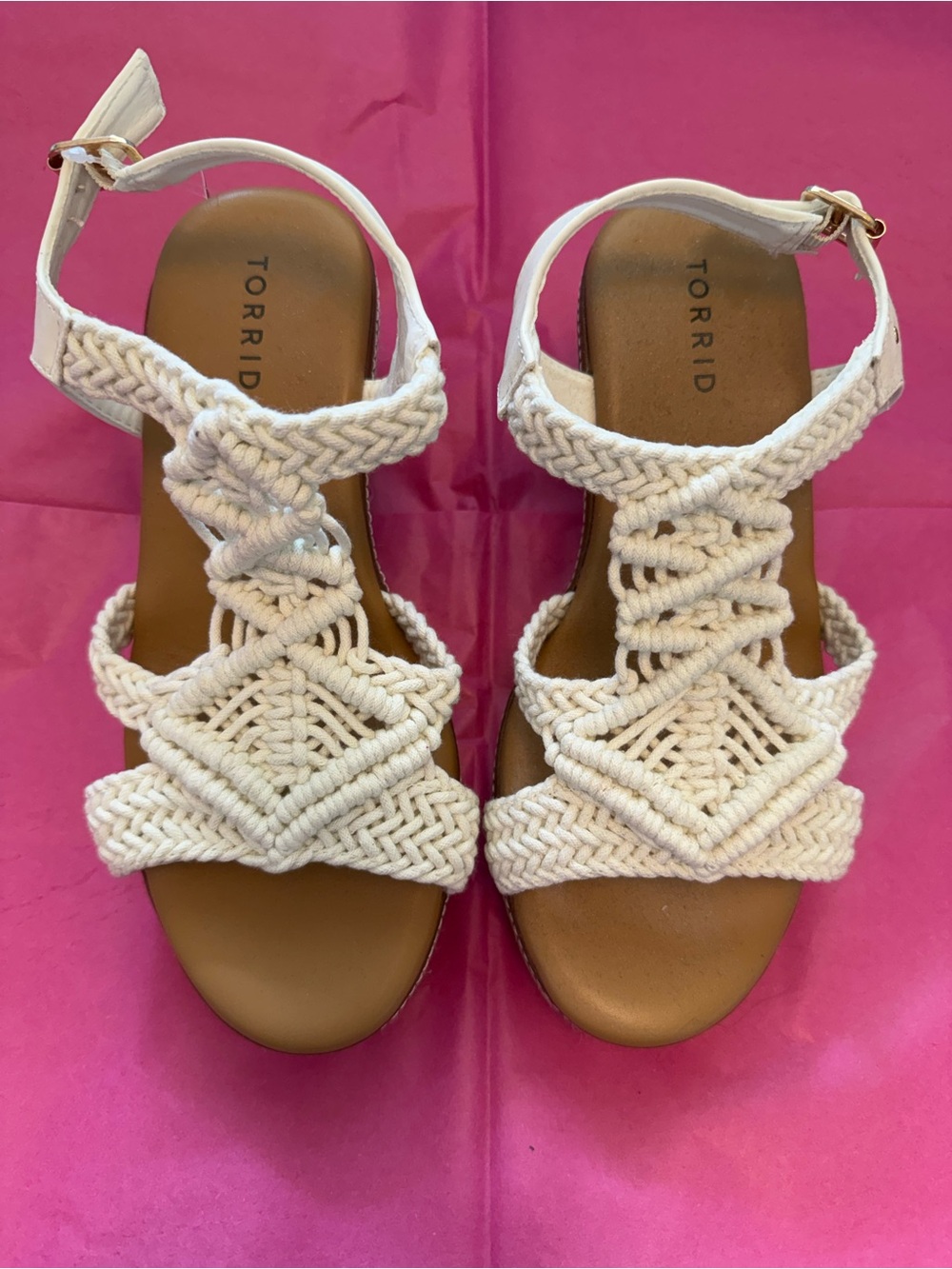 torrid Cream Braided Macramé Ankle-Strap Sandals